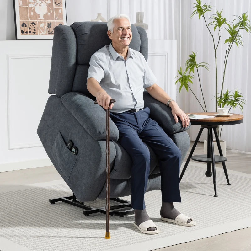 Nancy's Pacengo Sta op Stoel - Opsta stoel - Seniorenstoel - Massagefunctie - Grijs - Linnen