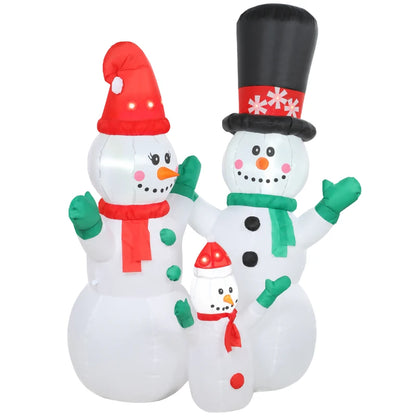 Nancy's Oriolo Opblaasbare Kerst Sneeuwpoppen - LED-Lampjes - Rood / Groen / Zwart - 165 x 80 x 180 cm