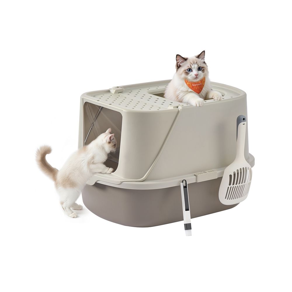 Nancy's Piancogno Kattenbak - Katten WC - Katten Toilet - Havermoutkleurig / Warmgrijs - ± 55 x 45 x 40 cm