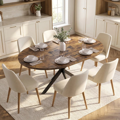Nancy's Tossicia Eettafel Ovaal - Uitschuifbare eettafel - Tafel ovaal - Bruin / Zwart - MDF / Staal