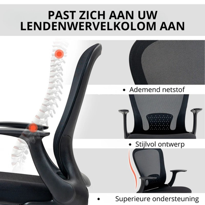 Nancy's Panarea Bureaustoel - Computerstoel - Kantoorstoel - Verstelbaar - Zwart - Netstof