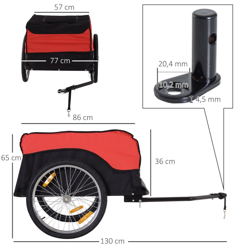 Nancy's Small Town Fietskar - Fiets aanhangwagen - Waterdicht - Zwart / Rood - ± 130 x 80 x 65 cm