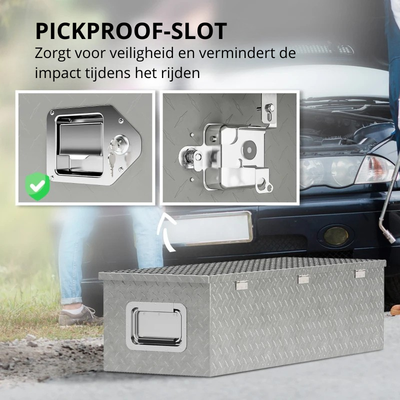 Nancy's Nerola Gereedschapskist - Gereedschapskoffer - Opbergbox - Zilver - Aluminium - ± 100 x 35 x 25 cm