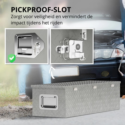 Nancy's Nerola Gereedschapskist - Gereedschapskoffer - Opbergbox - Zilver - Aluminium - ± 100 x 35 x 25 cm