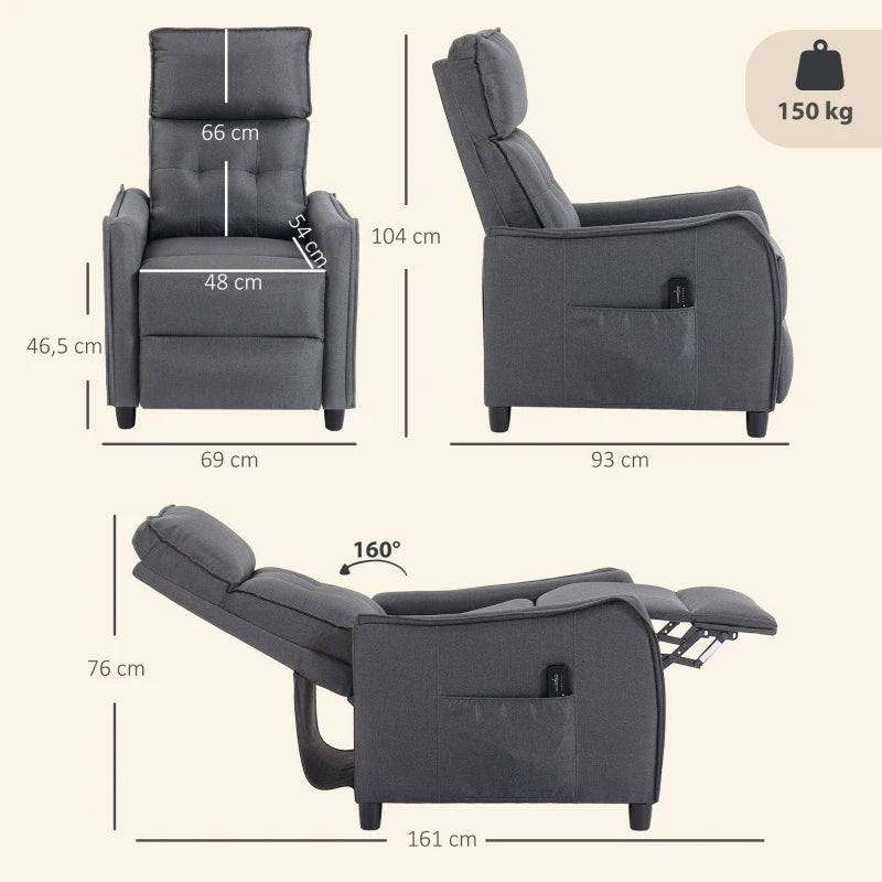 Nancy's Spilamberto Massagestoel - Relaxfauteuil - Vibratiemassage - Diepteverstelling - Grijs - Linnenlook