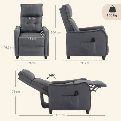 Nancy's Spilamberto Massagestoel - Relaxfauteuil - Vibratiemassage - Diepteverstelling - Grijs - Linnenlook