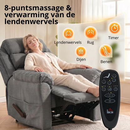 Nancy's Taviano Massagestoel - Massagefauteuil - Relaxfauteuil - Trilmassage en warmte - Grijs - Chenille look