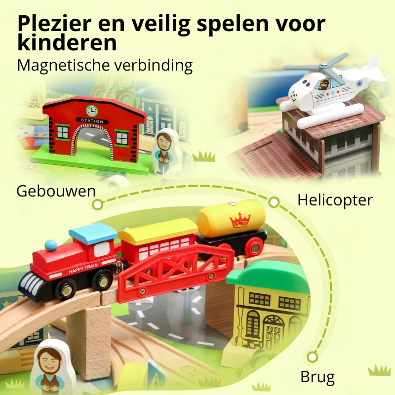 Nancy's Pezzaze Speeltafel voor kinderen - Treintafel - 108-delige houten treinset - Blauw