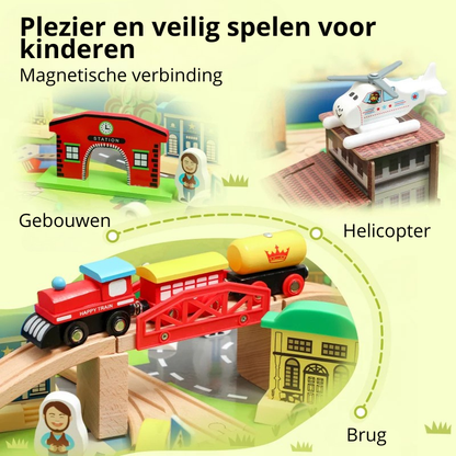 Nancy's Pezzaze Speeltafel voor kinderen - Treintafel - 108-delige houten treinset - Blauw