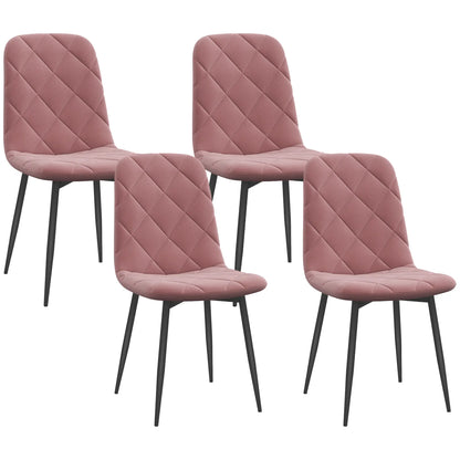 Nancy's Loreo Eetkamerstoelen - Set van 4 - Roze - Fluweel