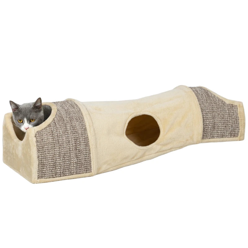 Nancy's Ossela Kattentunnel - Speeltunnel voor Katten - Kattenhuis - Beige - ± 105 x 40 x 30 cm