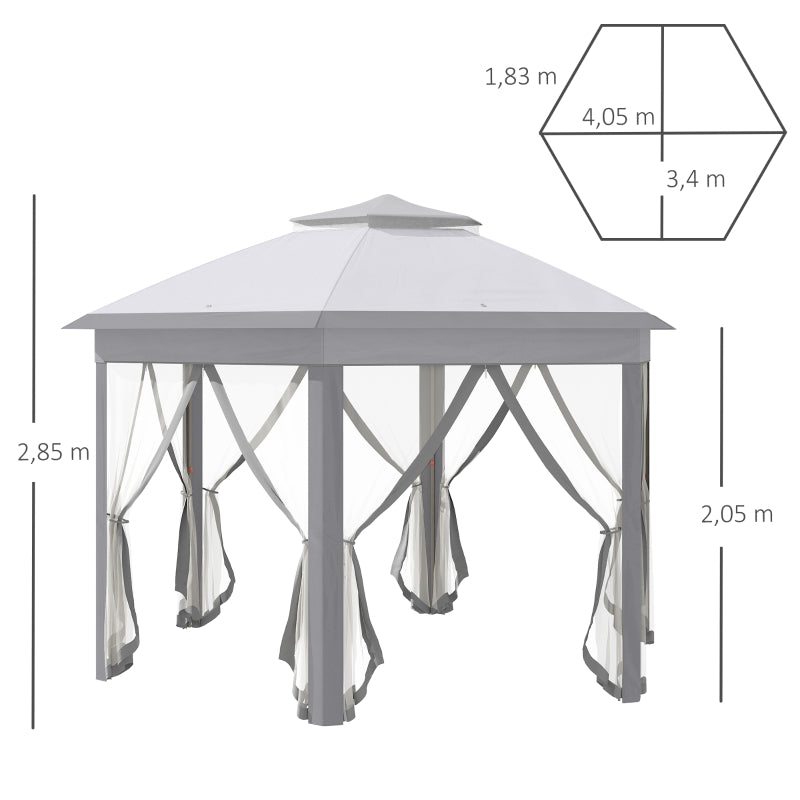 Nancy's Panamara Paviljoen - Party Tent - Tuin Paviljoen - Grijs / Wit - ± 400 x 400 cm