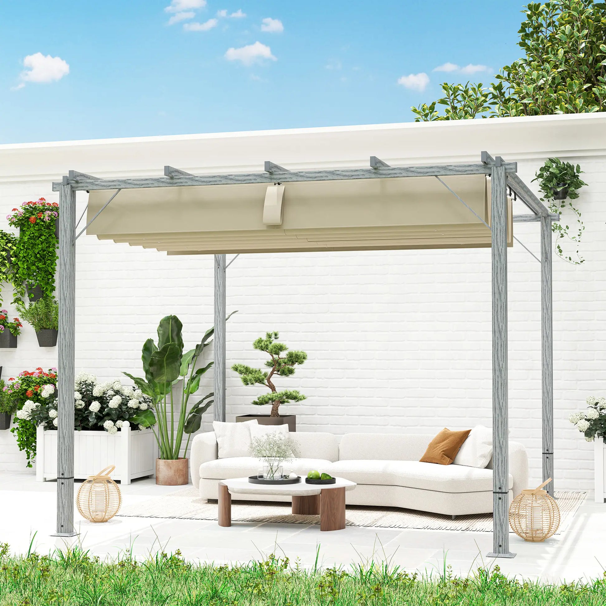 Nancy's Celano Pergola - Terras Overkapping - Paviljoen - Grijs - ± 300 x 300 x 230 cm