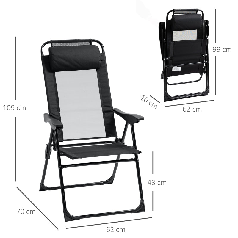 Nancy's Sunnyside Tuinstoelen - Opvouwbare tuinstoel - Ligstoel - Zwart - Set van 2