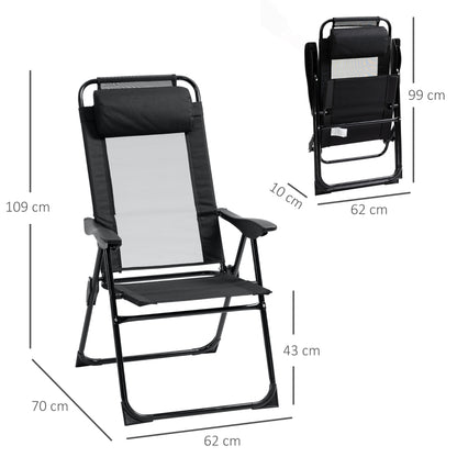 Nancy's Sunnyside Tuinstoelen - Opvouwbare tuinstoel - Ligstoel - Zwart - Set van 2