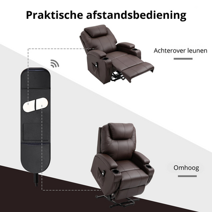 Nancy's Mazouco Sta op stoel - Opsta stoel - Seniorenstoel - Relaxfauteuil - Koffiebruin - Kunstleer
