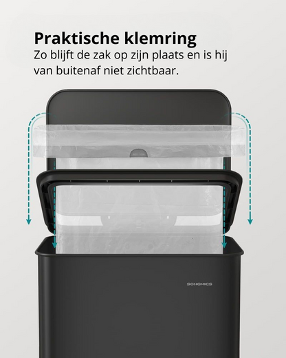Nancy's Morbegno Pedaalemmer - Afvalbak - Prullenbak - Zwart - 40 Liter