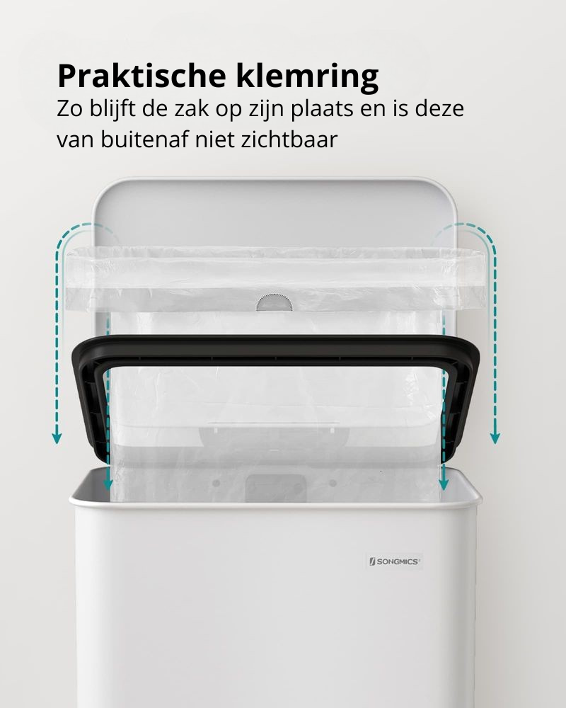 Nancy's Morbegno Pedaalemmer - Afvalbak - Prullenbak - Wit - 40 Liter