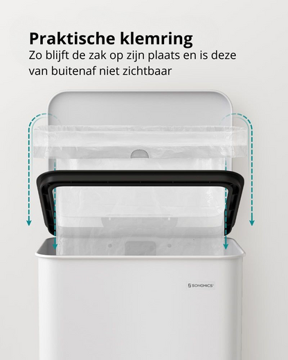 Nancy's Morbegno Pedaalemmer - Afvalbak - Prullenbak - Wit - 40 Liter