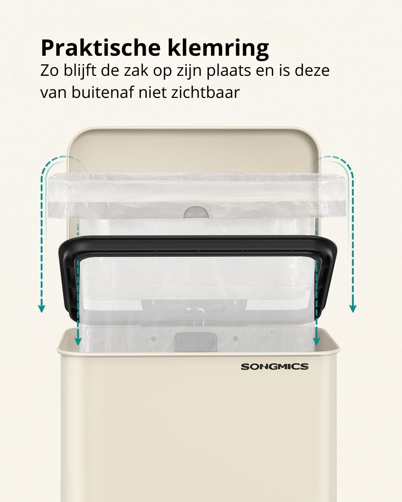 Nancy's Morbegno Pedaalemmer - Afvalbak - Prullenbak - Beige - 40 Liter