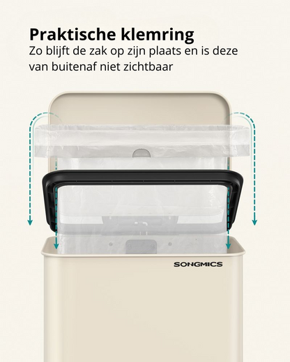 Nancy's Morbegno Pedaalemmer - Afvalbak - Prullenbak - Beige - 40 Liter