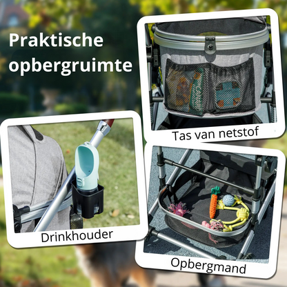 Nancy's Collazzone Reiswagen voor Huisdieren - Kattenbuggy - Hondenbuggy - Lichtgrijs / Zilver