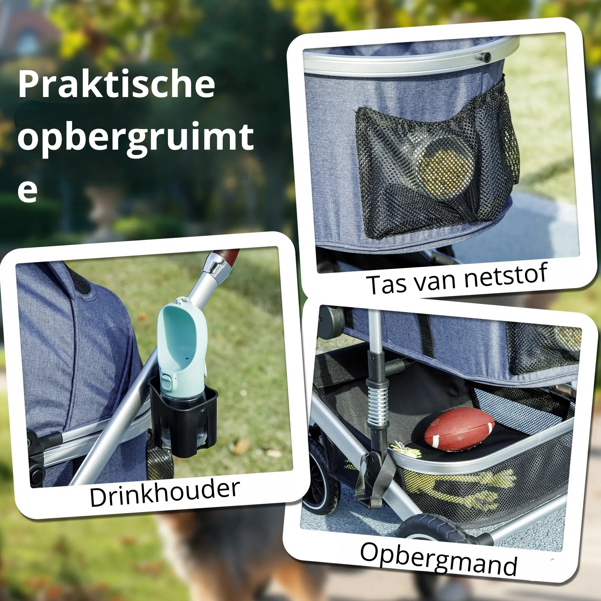 Nancy's Collegiove Reiswagen voor Huisdieren - Kattenbuggy - Hondenbuggy - Blauw / Zilver