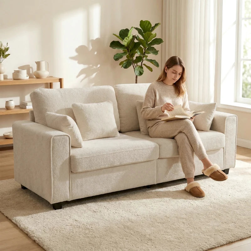 Nancy's Semogo 3-Zitsbank - Woonkamerbank - Zitbank - Beige - Fluweel - ± 210 x 85 x 90 cm