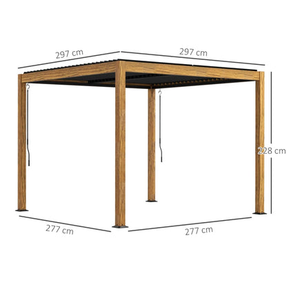 Nancy's Pindelo Pergola - Paviljoen - Terras Overkapping - Zwart / Hout - ± 300 x 300 cm