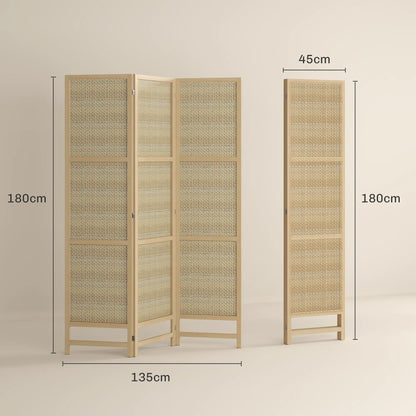 Nancy's Fontão Kamerscherm - Privacyscherm - Roomdivider - Dennenhout / Rotan - 135 x 180 cm