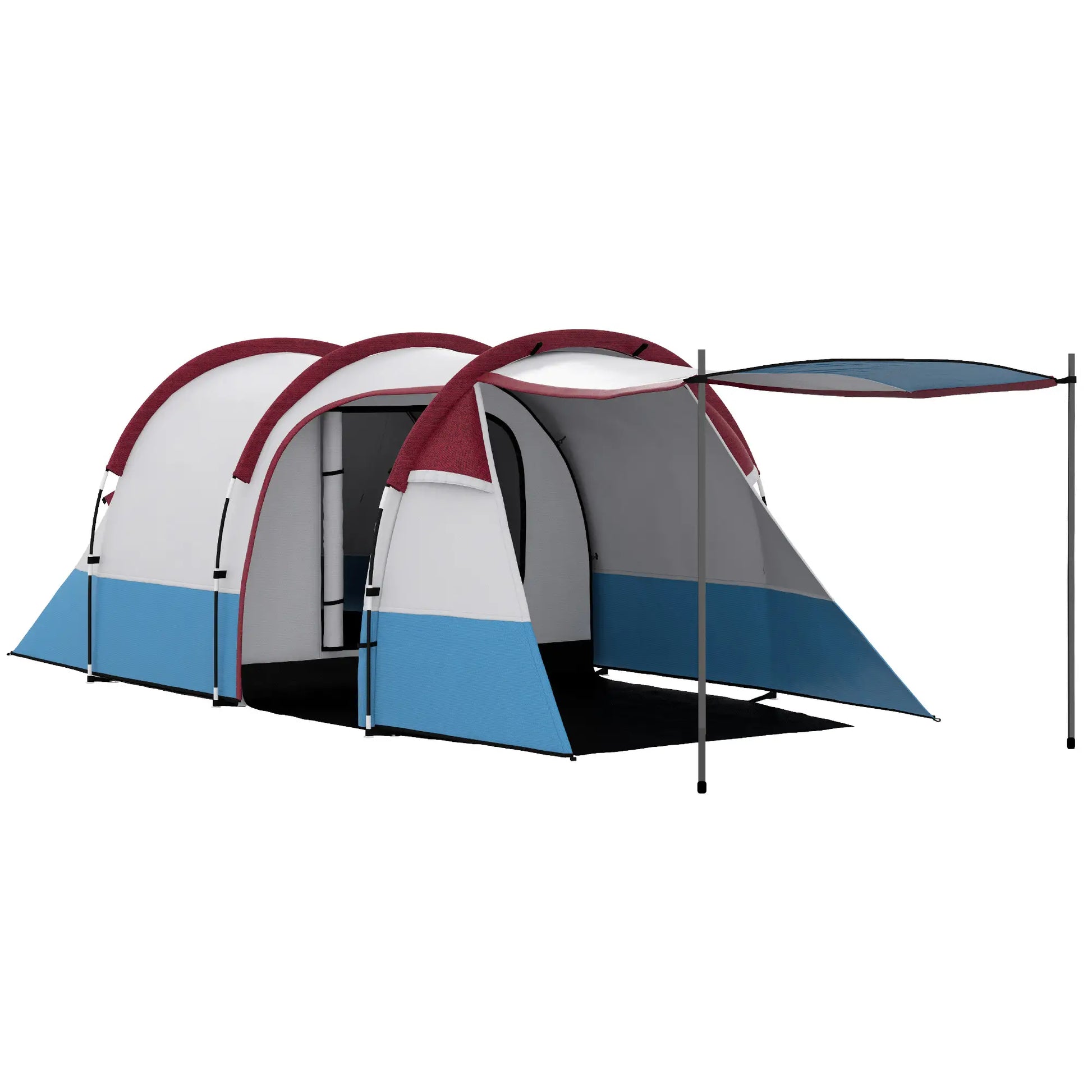 Nancy's Campodenno Kampeertent - Camping Tent - 2 aparte ruimtes - 2-4 Personen - Rood / Blauw / Wit - 420 x 200 x 150 cm