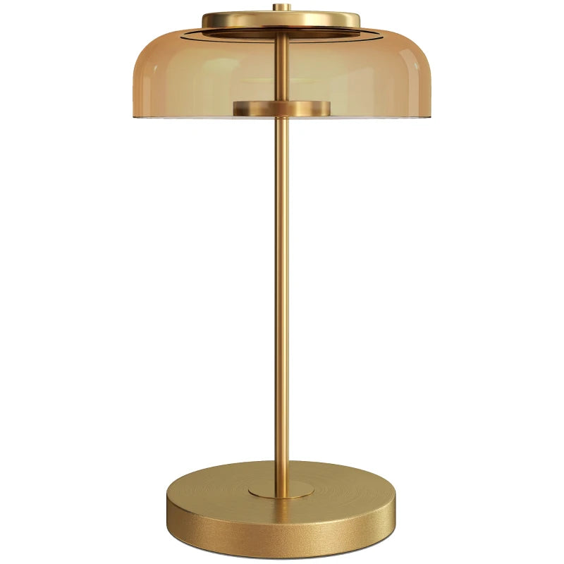 Nancy's Palinuro Tafellamp - Bureaulamp - LED-Lamp - Glas / Staal - Goud + Amberkleurig