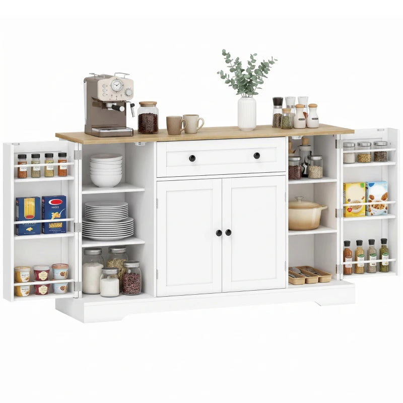 Nancy's Teglio Keukenkast - Opbergkast - Voorraadkast - Dressoir - Wit / Eiken - ± 140 x 40 x 85 cm