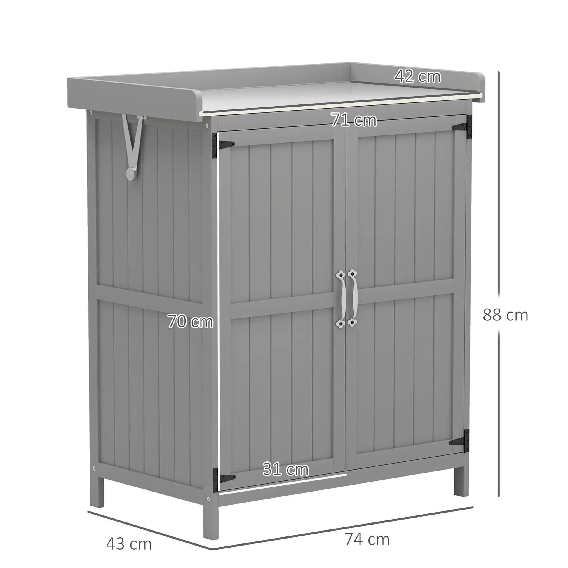 Nancy's Follina Planttafel - Tuinwerktafel - Tuinkast - Grijs - Dennenhout - ± 75 x 45 x 90 cm