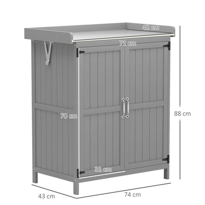 Nancy's Follina Planttafel - Tuinwerktafel - Tuinkast - Grijs - Dennenhout - ± 75 x 45 x 90 cm