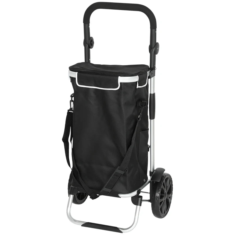 Nancy's Nerviano Boodschappentrolley - Boodschappenkar - Boodschappenwagentje - Zwart / Zilver - 40 Liter