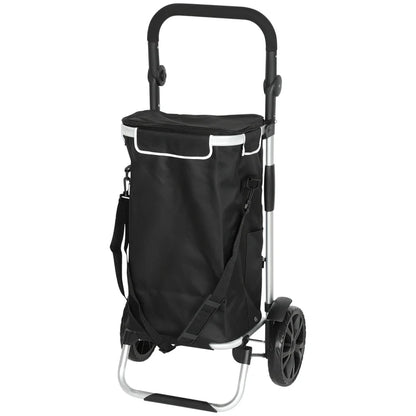 Nancy's Nerviano Boodschappentrolley - Boodschappenkar - Boodschappenwagentje - Zwart / Zilver - 40 Liter