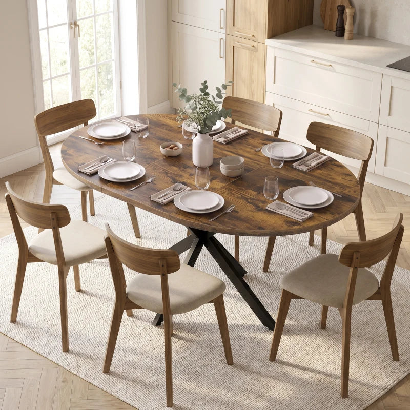 Nancy's Tossicia Eettafel Ovaal - Uitschuifbare eettafel - Tafel ovaal - Bruin / Zwart - MDF / Staal