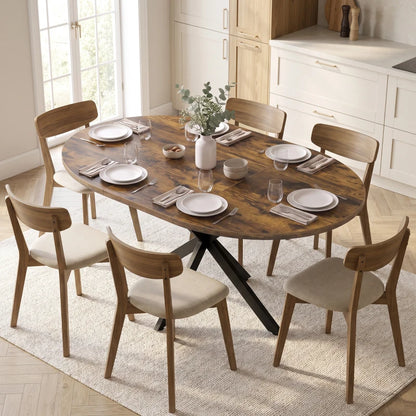 Nancy's Tossicia Eettafel Ovaal - Uitschuifbare eettafel - Tafel ovaal - Bruin / Zwart - MDF / Staal