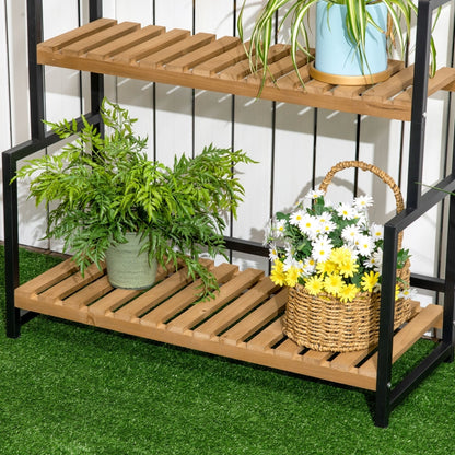 Nancy's Iruna Plant Rack - Flower Stairs - Plant Stairs - Black - ± 80 x 35 x 175 cm