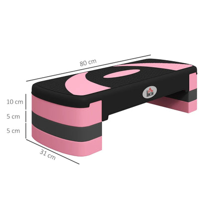 Nancy's Aviatico Aerobic Step - Fitness Step - Stepper - In Hoogte Verstelbaar - Zwart / Grijs / Roze - ± 80 x 30 x 20 cm
