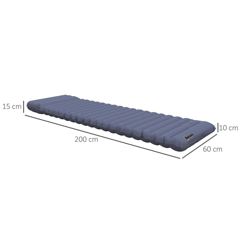 Matelas pneumatique Carvalhal de Nancy - Avec pompe à pied - Imperméable - Bleu - ± 200 x 60 x 10 cm