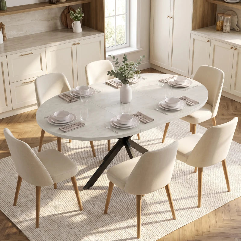 Nancy's Tossicia Eettafel Ovaal - Uitschuifbare eettafel - Tafel ovaal - Grijs / Zwart - MDF / Staal