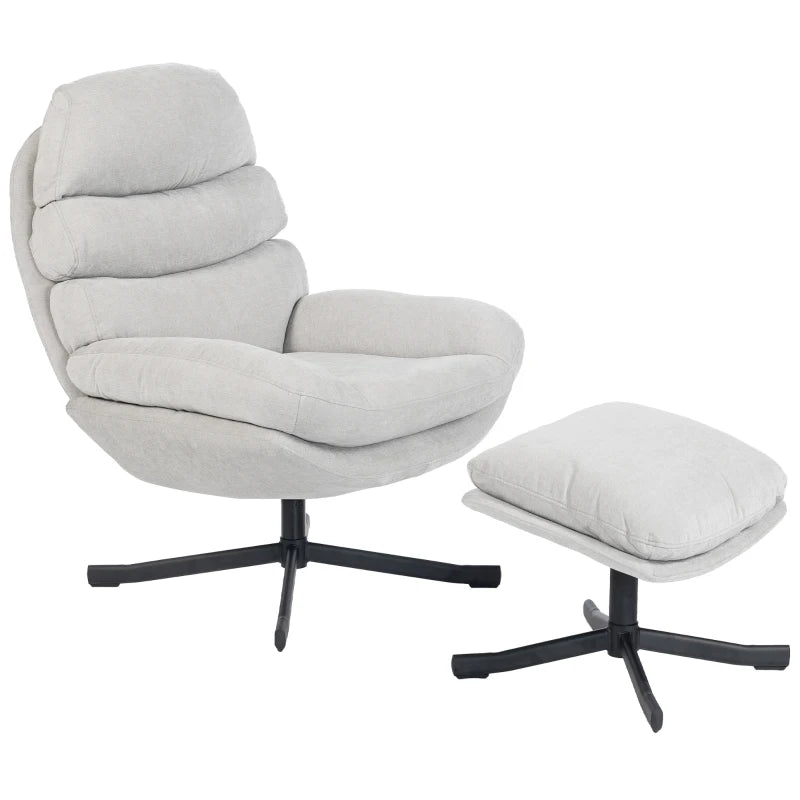 Nancy's Pedaso Relaxfauteuil - Loungestoel - Relaxstoel - Met Voetenbank - Crèmewit - Chenille