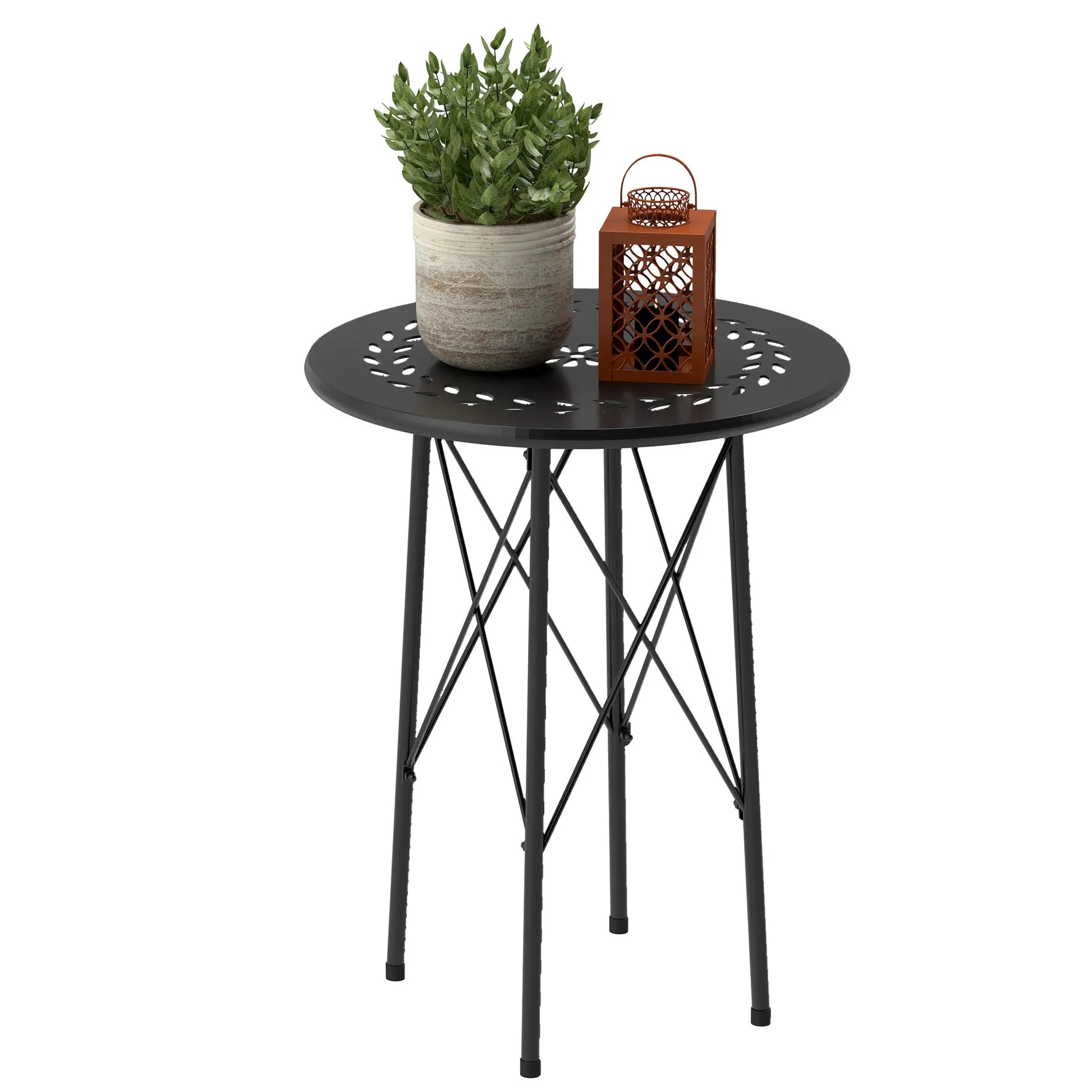 Nancy's Cimone Balkontafel - Tuintafel - Bijzettafel voor buiten - Zwart - Staal - Ø40 x 50 cm