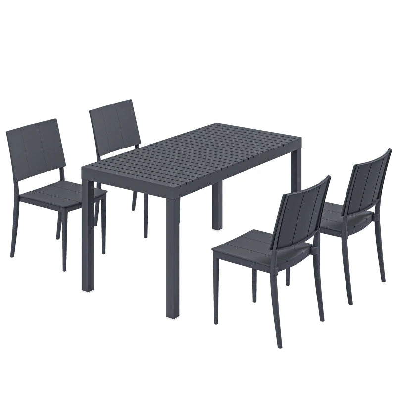 Nancy's Sarre Tuinset - 5-Delige Tuinmeubelset - Tuintafel Set - Grijs - Staal / Kunststof