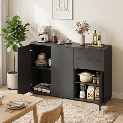 Nancy's Tencarola Commode - Dressoir - Opbergkast - Zwart - ± 115 x 35 x 75 cm