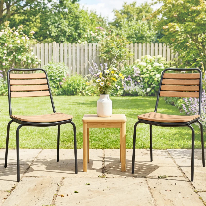 Nancy's Siusi Tuinstoelen - Set van 2 - Balkonstoelen - Terrasstoelen - Natuurlijk hout / zwart