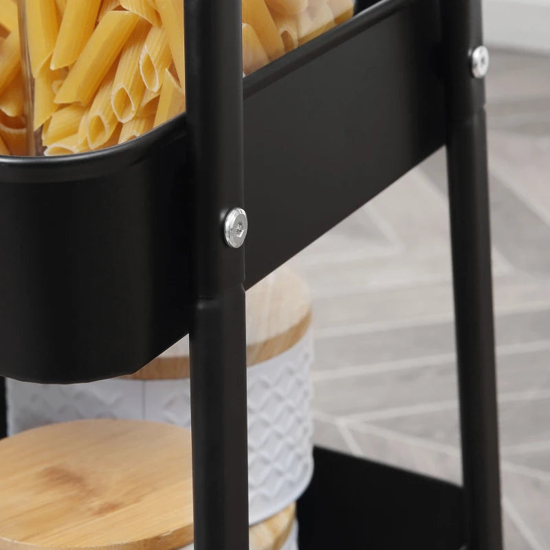 Nancy's Montereale Trolley - Serveerwagen - Keukentrolley - Zwart - ± 45 x 30 x 80 cm