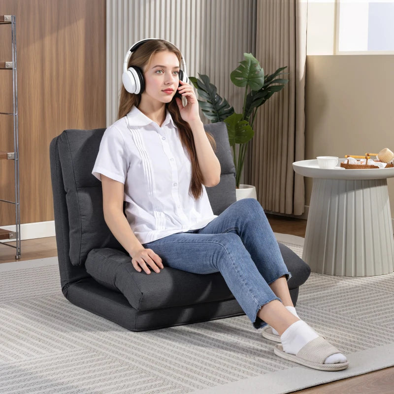 Nancy's Piovera Zitzak met slaapfunctie - Vloerstoel - Verstelbare rugleuning - Opvouwbaar - Donkergrijs